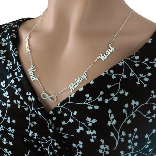 Gümüş Taşlı Sonsuzluk 4 isimli Kolye
