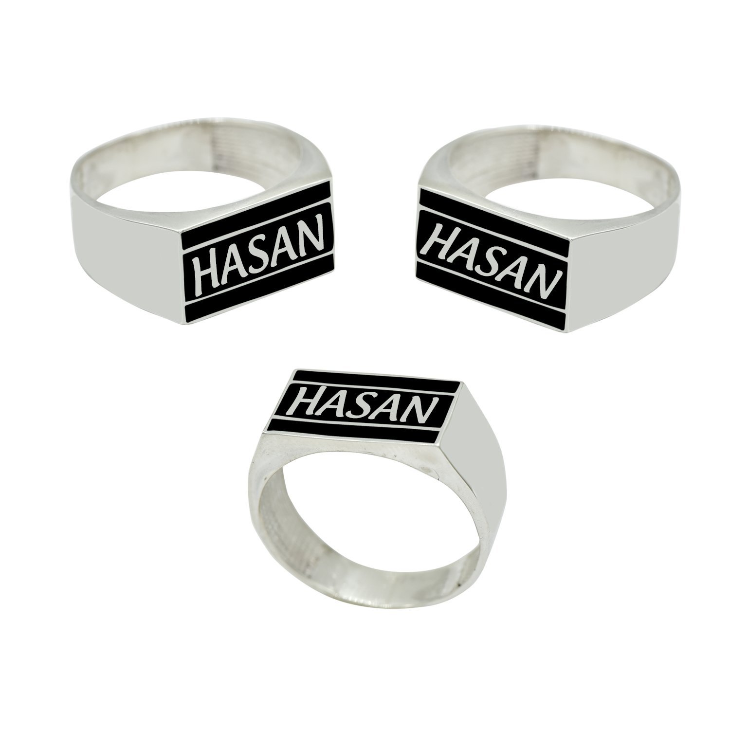 Gümüş Kişiye Özel Tasarım Mineli İsimli Yüzük