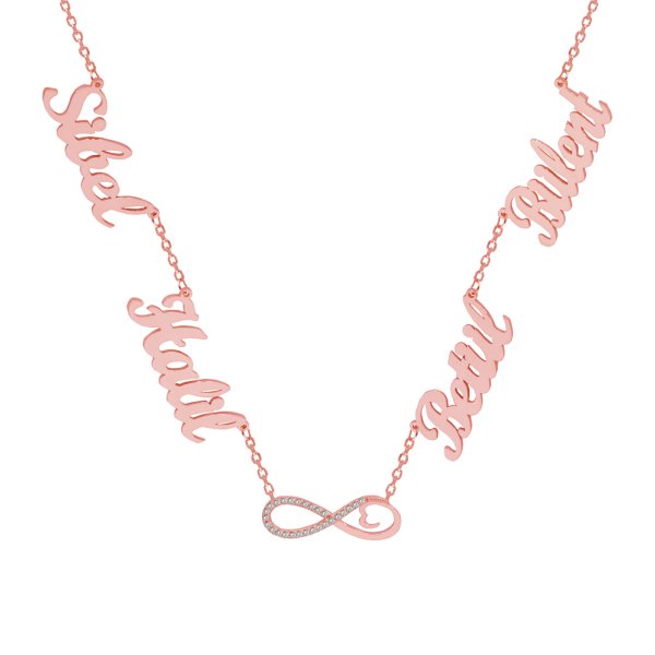 Gümüş Taşlı Sonsuzluk 4 İsimli Aile Kolyesi