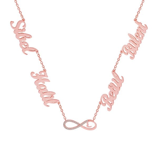 Gümüş Taşlı Sonsuzluk 4 İsimli Aile Kolyesi