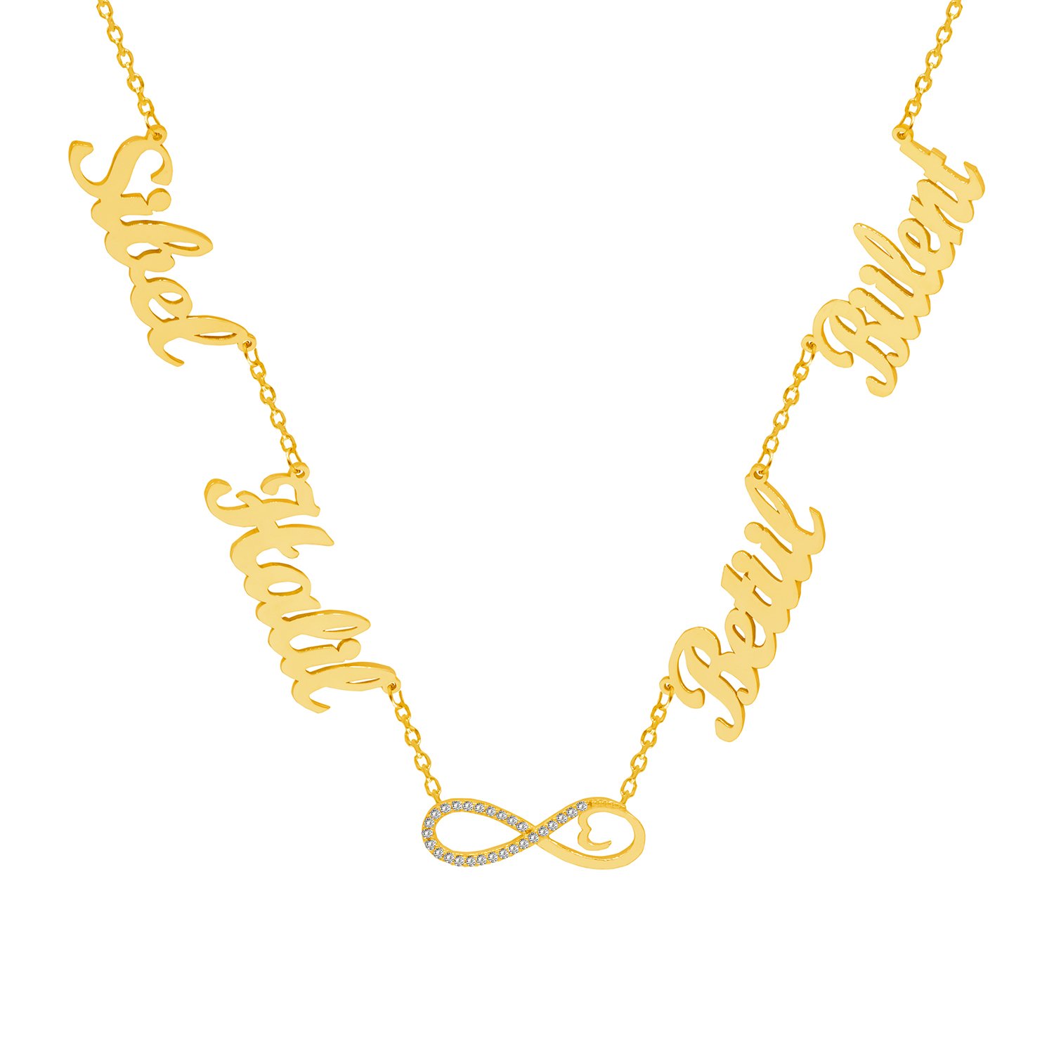 Gümüş Taşlı Sonsuzluk 4 İsimli Aile Kolyesi