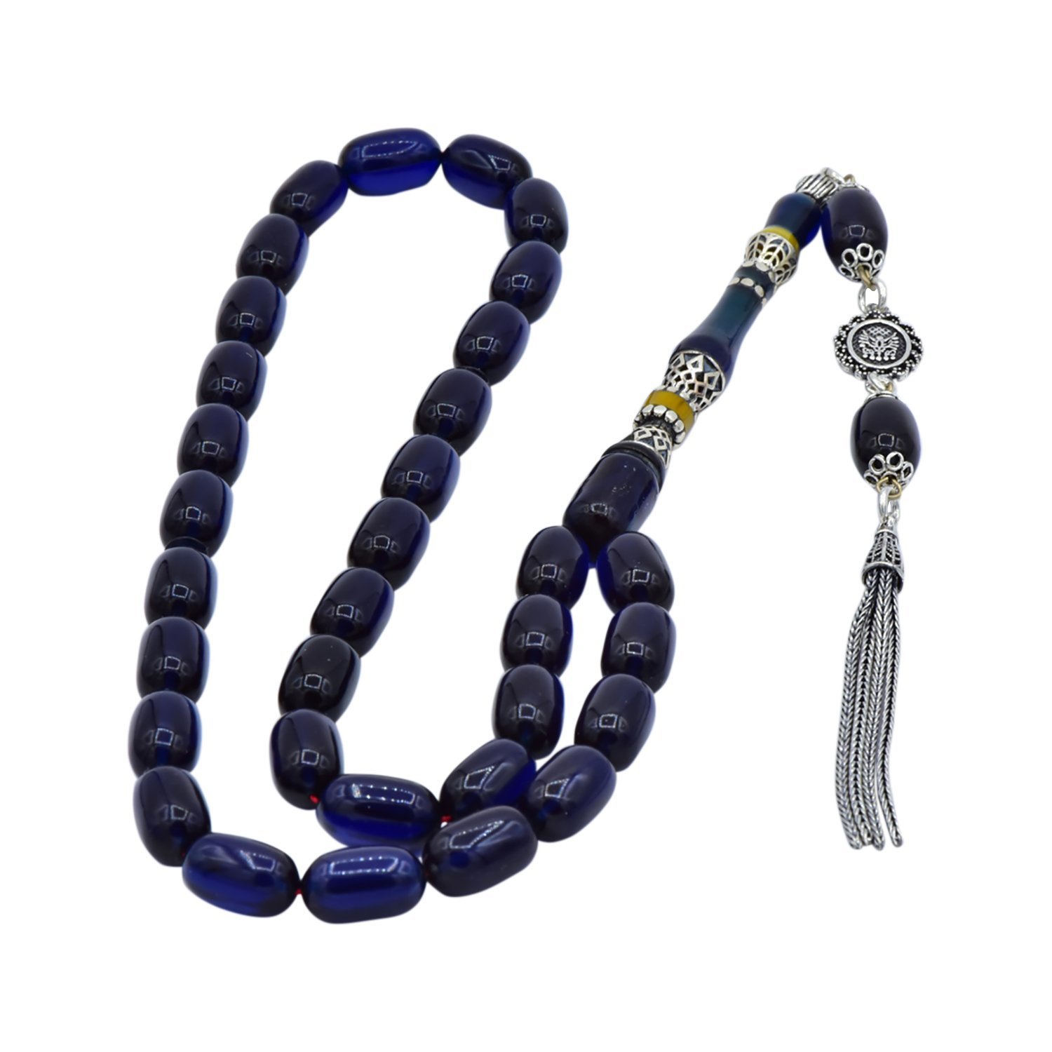 Nakkaş İmame İşlemeli Ateş Kehribar Tesbih