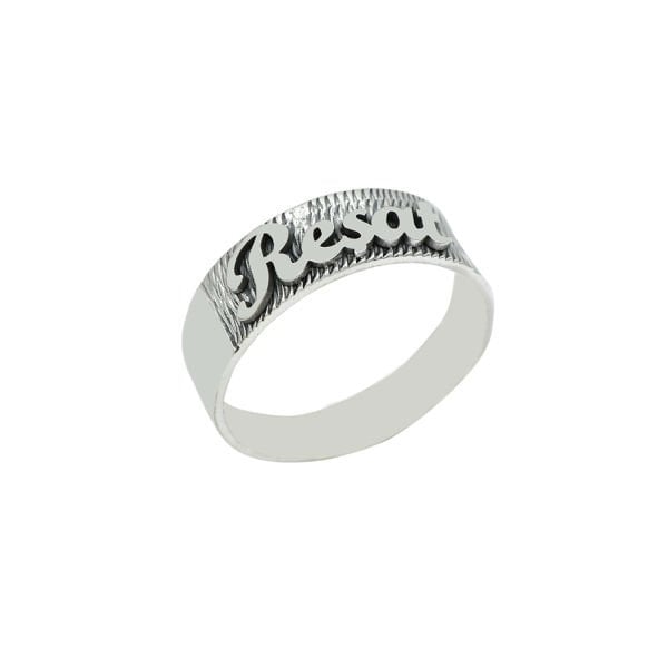 Gümüş Özel Tasarım Desenli İsimli Yüzük
