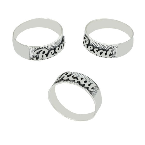 Gümüş Özel Tasarım Desenli İsimli Yüzük