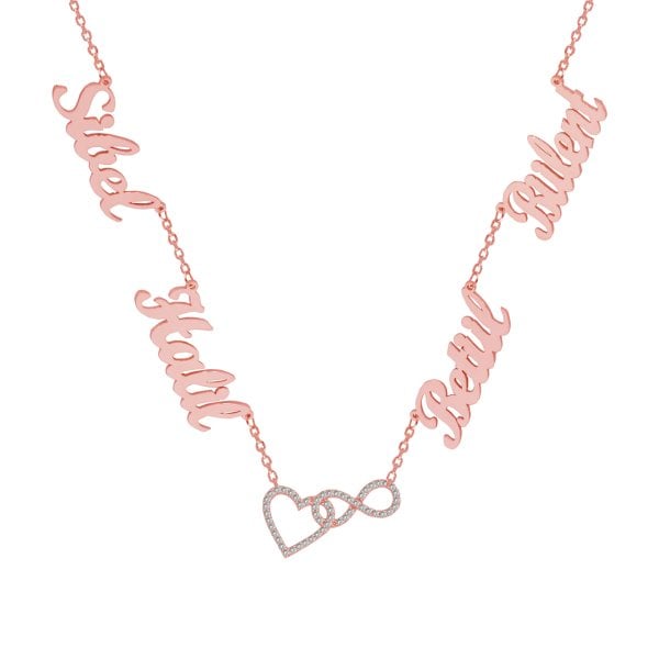 Gümüş Kalpli Sonsuzluk 4 İsimli Kolye