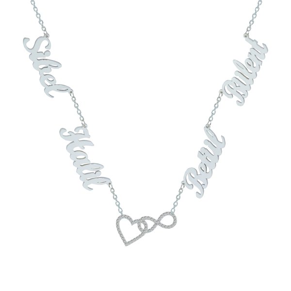 Gümüş Kalpli Sonsuzluk 4 İsimli Kolye