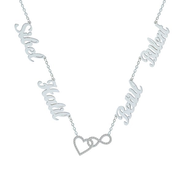 Gümüş Kalpli Sonsuzluk 4 İsimli Kolye