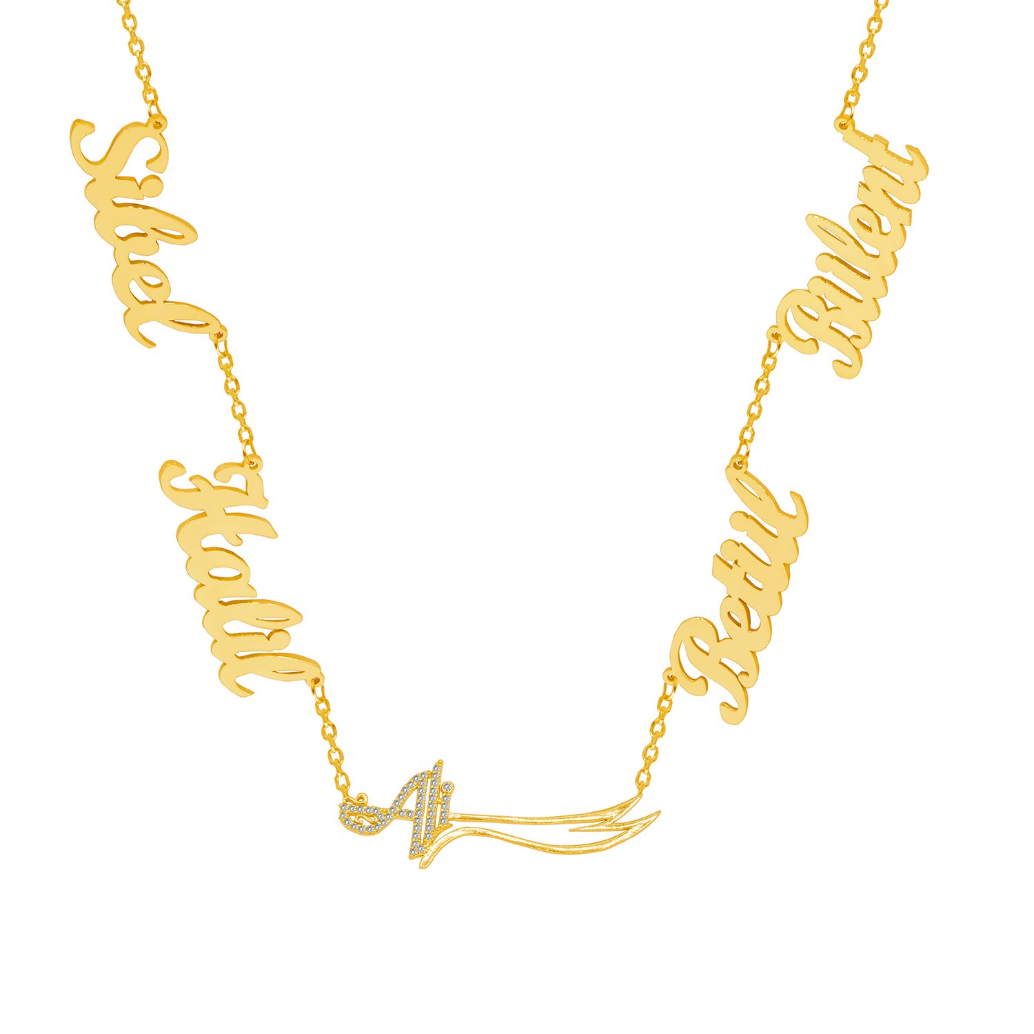 Gümüş Hz Ali Kılıçlı 4 İsimli Kolye