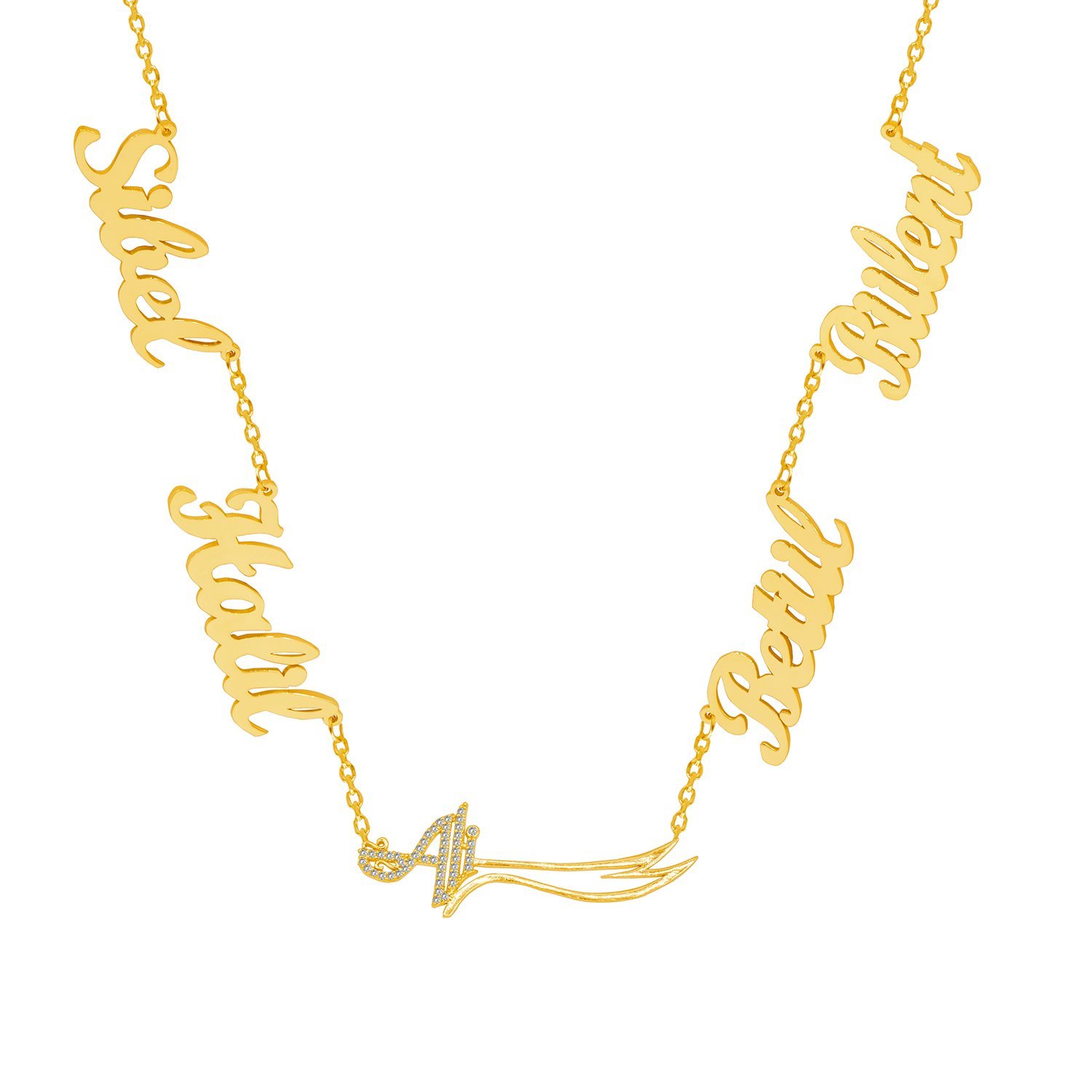 Gümüş Hz Ali Kılıçlı 4 İsimli Kolye