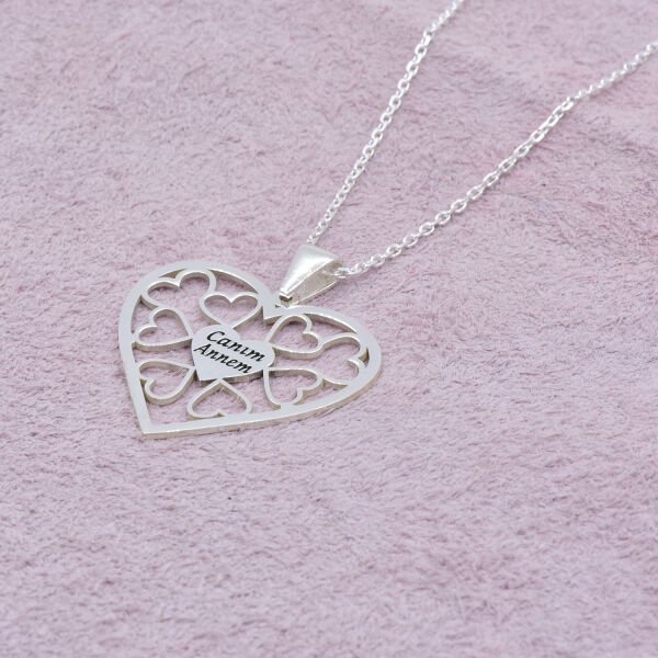 Gümüş Kişiye Özel Kalpli İsimli Kolye