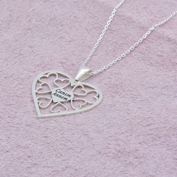 Gümüş Kişiye Özel Kalpli İsimli Kolye