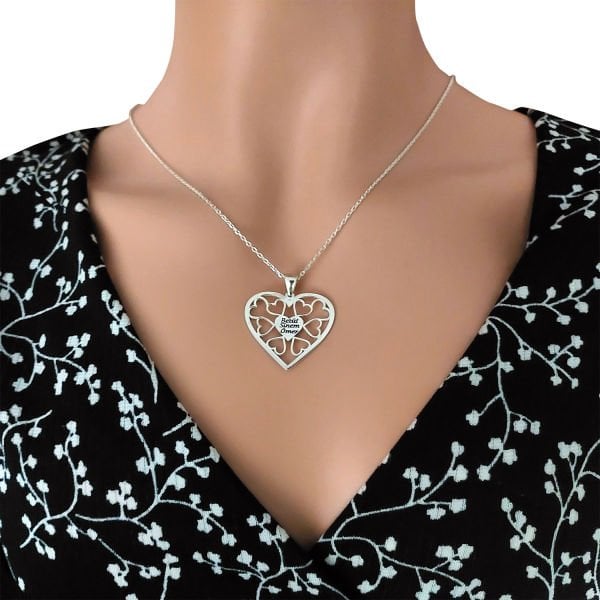 Gümüş Kişiye Özel Kalpli İsimli Kolye