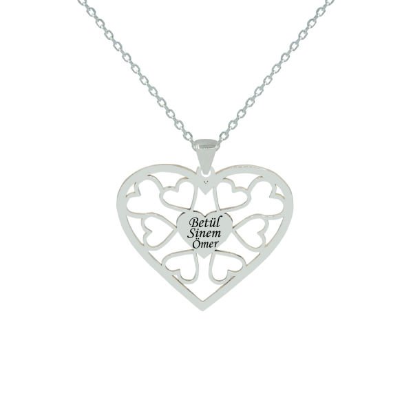 Gümüş Kişiye Özel Kalpli İsimli Kolye