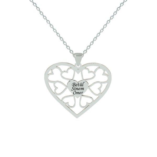 Gümüş Kişiye Özel Kalpli İsimli Kolye