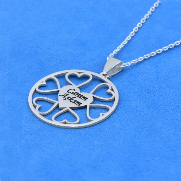 Gümüş Halka Tasarım Kalpli İsimli Kolye