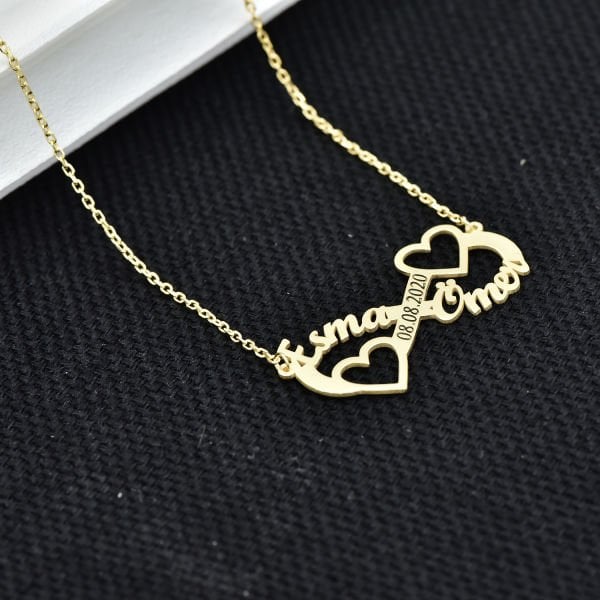 Gümüş Kalpli Tarihli Sonsuzluk İsimli Kolye