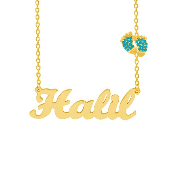 Gümüş Bebek Patikli İsimli Kolye