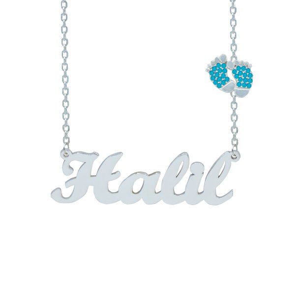 Gümüş Bebek Patikli İsimli Kolye