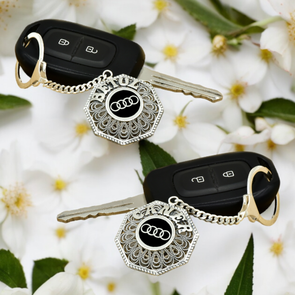 Gümüş Audi Logolu Telkari İsimli Anahtarlık