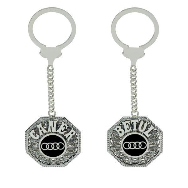 Gümüş Audi Logolu Telkari İsimli Anahtarlık
