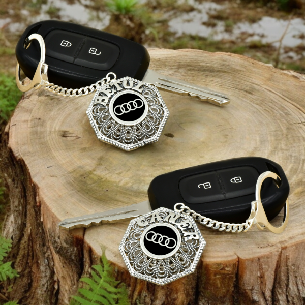 Gümüş Audi Logolu Telkari İsimli Anahtarlık
