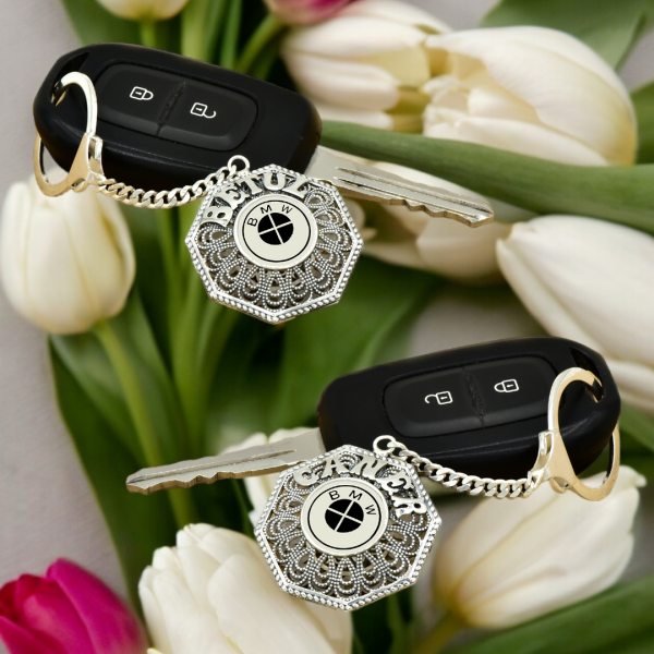 Gümüş BMW Logolu Telkari İsimli Anahtarlık