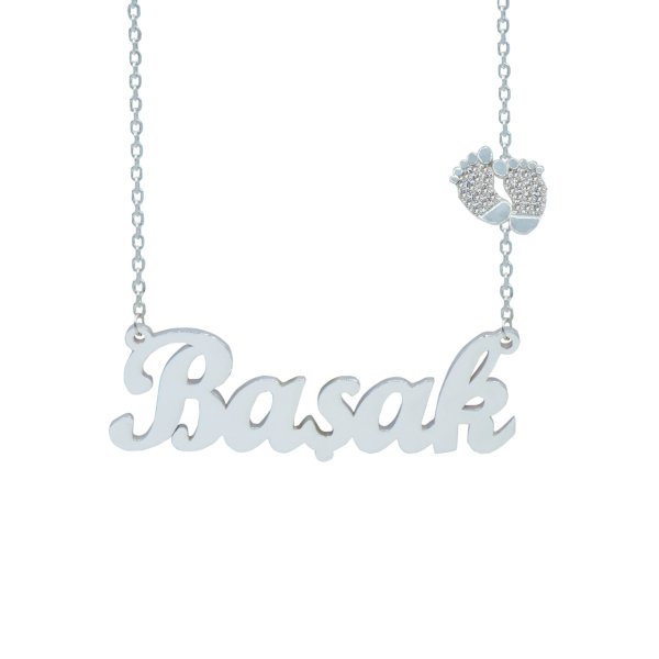 Gümüş Bebek Patikli İsimli Kolye