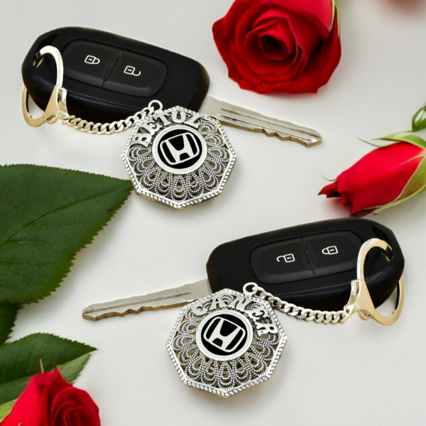 Gümüş Honda Logolu Telkari İsimli Anahtarlık