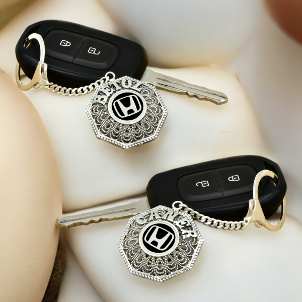 Gümüş Honda Logolu Telkari İsimli Anahtarlık