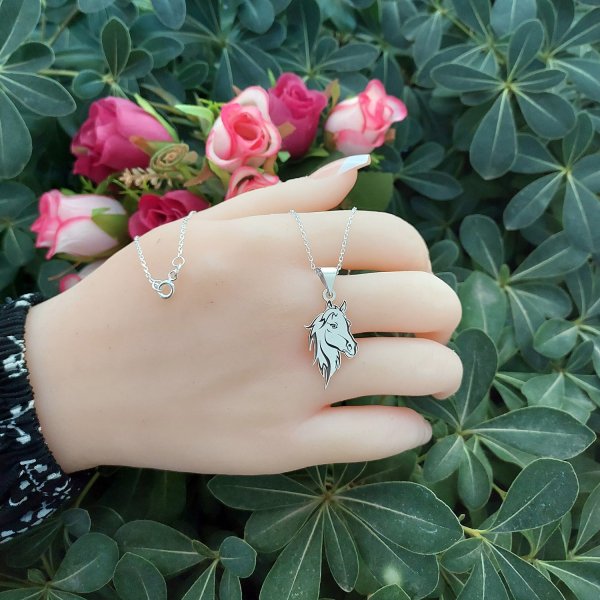 Gümüş At Kafası Kolye