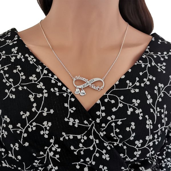 Gümüş Kalp Sallantı Sonsuzluk İsimli Kolye