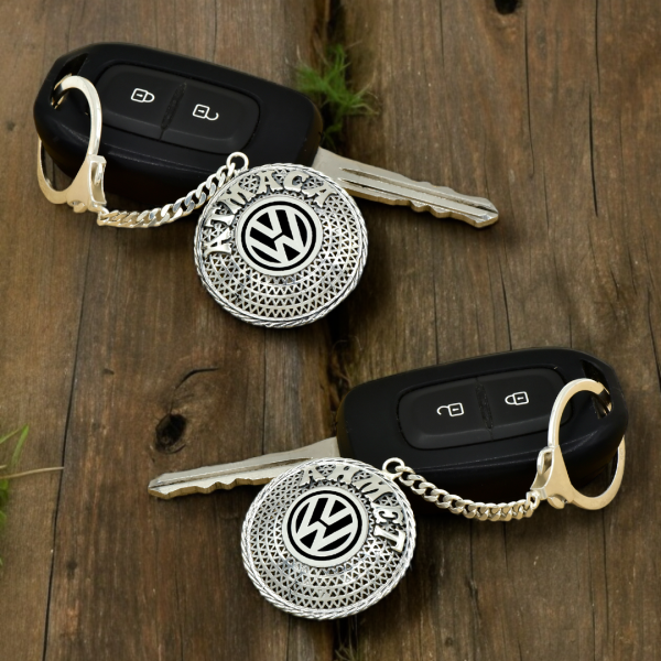 Gümüş Volkswagen Logolu Telkari İsimli Anahtarlık