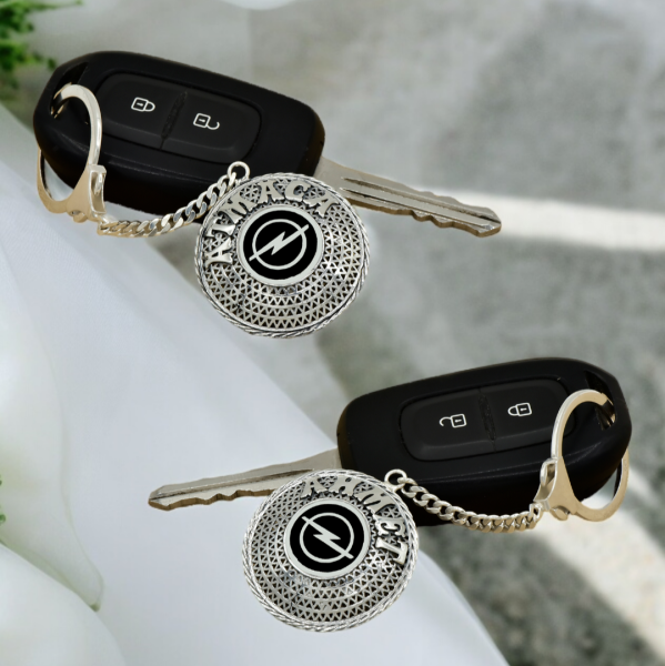 Gümüş Opel Logolu Telkari İsimli Anahtarlık