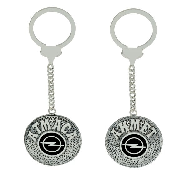 Gümüş Opel Logolu Telkari İsimli Anahtarlık