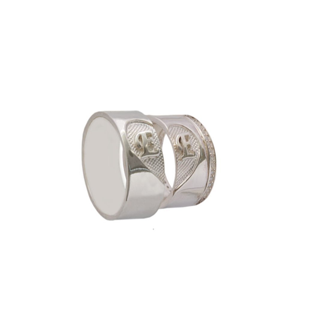 Gümüş Özel Tasarım Kalpli Harfli Çift Alyans