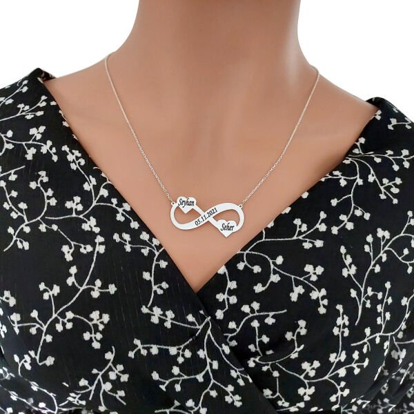 Gümüş Kalpli Sonsuzluk İsimli Kolye