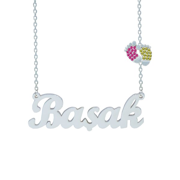 Gümüş Sarı Kırmızı Renk Patikli İsimli Kolye