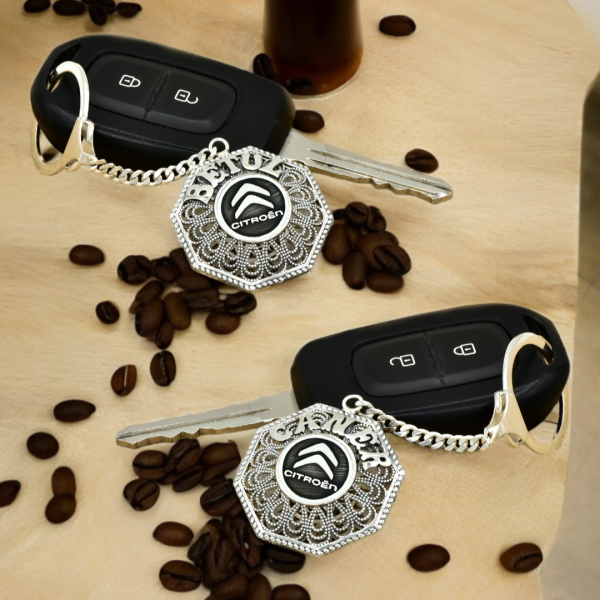 Gümüş Citroen Logolu Telkari İsimli Anahtarlık