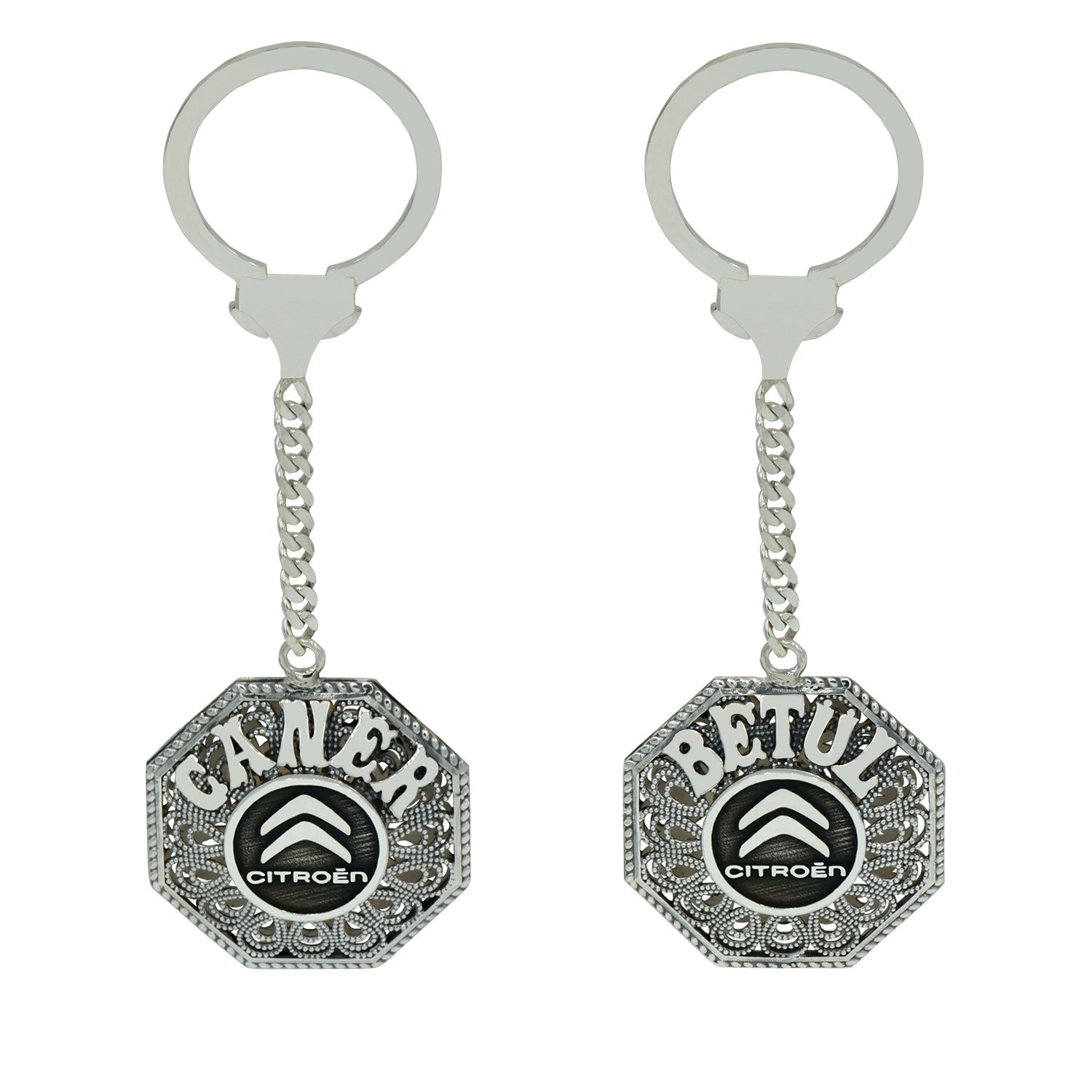 Gümüş Citroen Logolu Telkari İsimli Anahtarlık