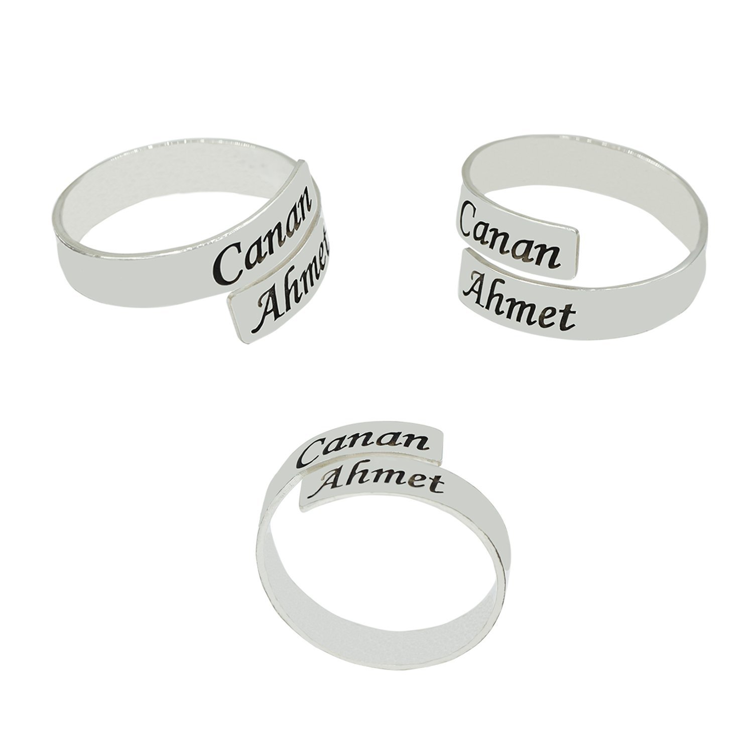 Gümüş Kişiye Özel Tasarım 2 İsimli Yüzük