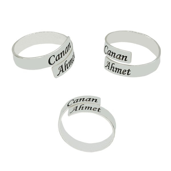 Gümüş Kişiye Özel Tasarım 2 İsimli Yüzük