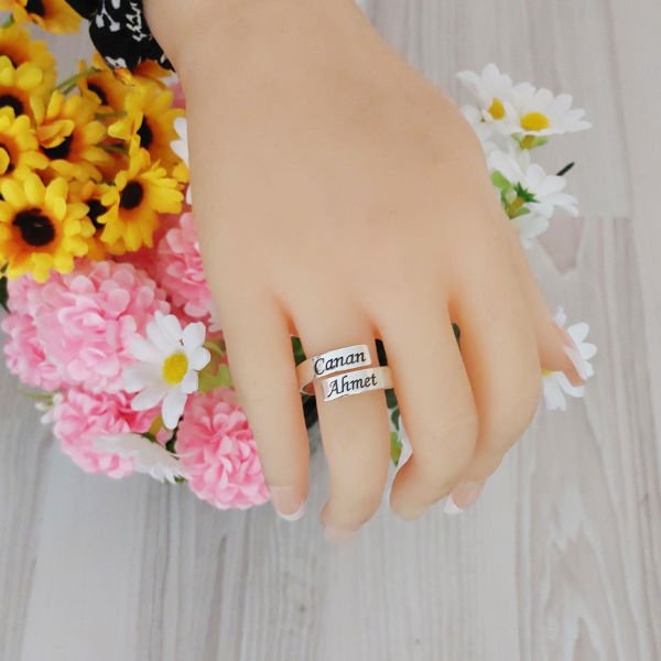 Gümüş Kişiye Özel Tasarım 2 İsimli Yüzük