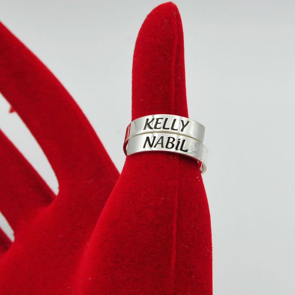 Gümüş Kişiye Özel Tasarım 2 İsimli Yüzük