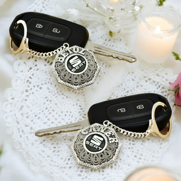 Gümüş Seat Logolu Telkari İsimli Anahtarlık