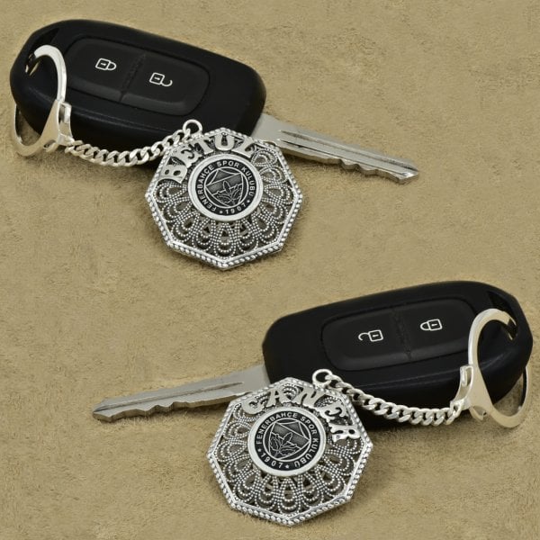 Gümüş Fenerbahçe Logolu Telkari İsimli Anahtarlık