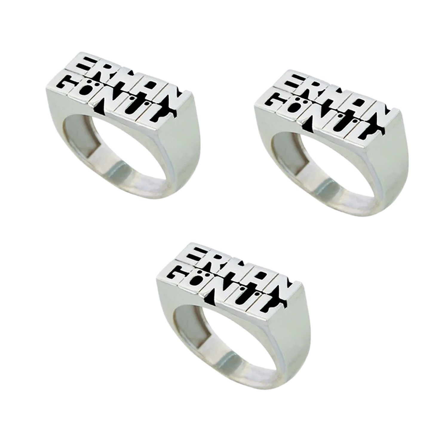 Gümüş Özel Tasarım Oymalı 2 İsimli Yüzük