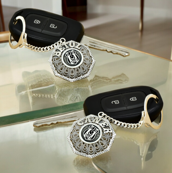 Gümüş Beşiktaş Logolu Telkari İsimli Anahtarlık