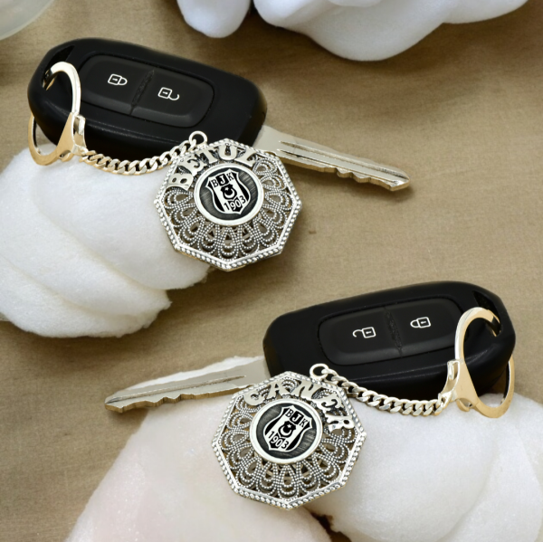 Gümüş Beşiktaş Logolu Telkari İsimli Anahtarlık