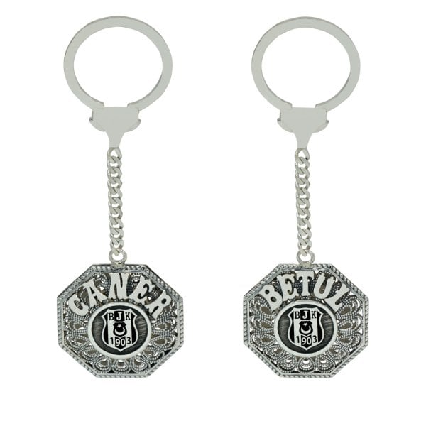 Gümüş Beşiktaş Logolu Telkari İsimli Anahtarlık