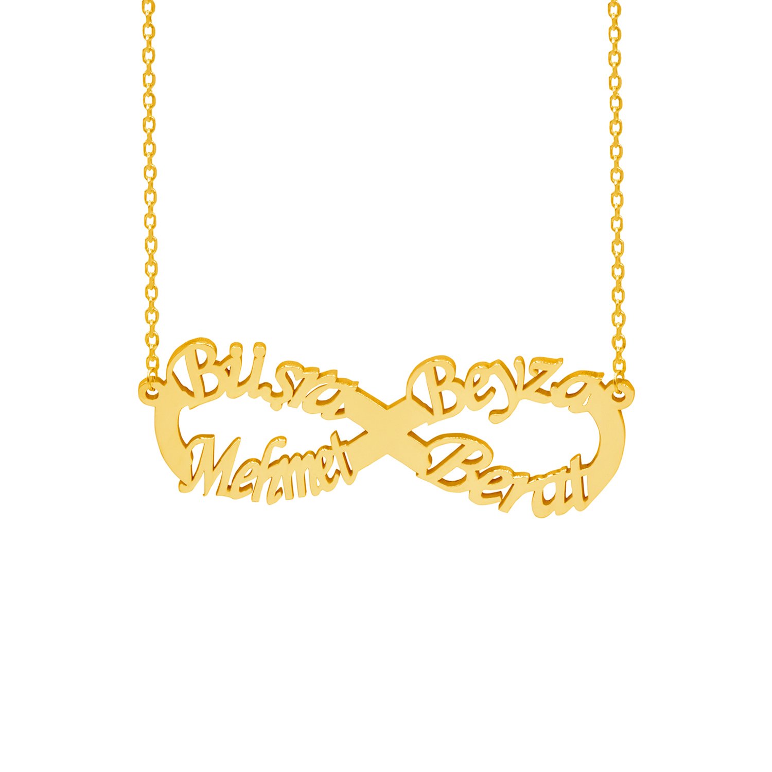 Gümüş Dört İsimli Sonsuzluk Kolye